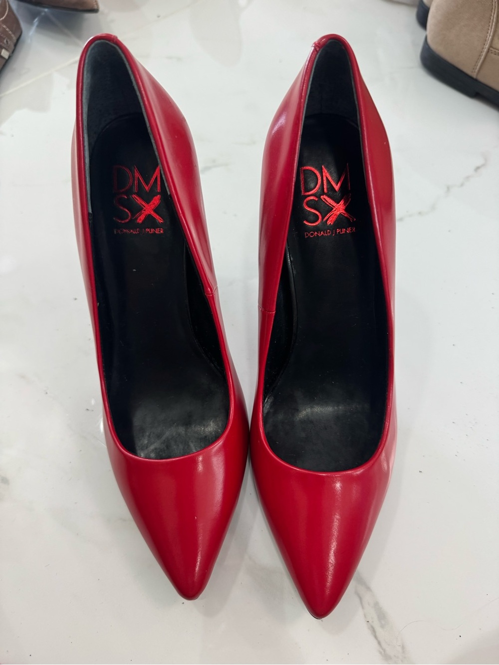 Donald J. Pliner Red Pointed Leather Pumps
